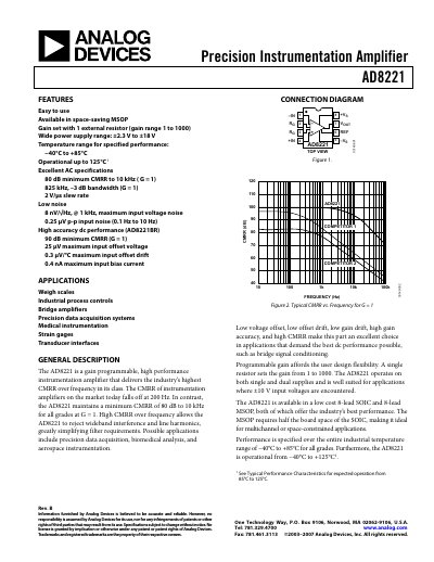 Analog Devices AD8221 Datasheet - cover page