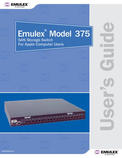 Emulex Model 375 SAN Storage Switch User's Guide - cover page