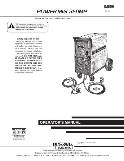 Lincoln Electric POWER MIG 350MP Operator's Manual