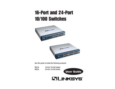 Linksys SR216/224 10/100 Switch User Manual - cover page