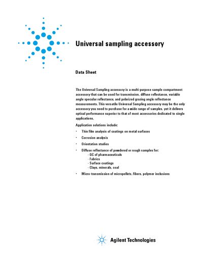 Agilent Universal Sampling Accessory Data Sheet - cover page