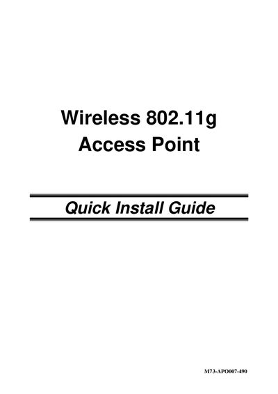 M73-AP0007-490 Wireless 802.11g Access Point Quick Install Guide - cover page