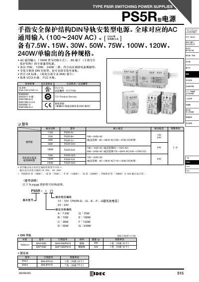 IDEC PS5R Power Supply User Manual
