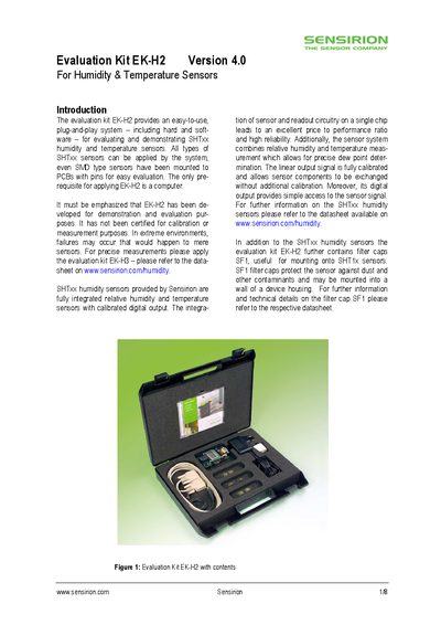 Sensirion EK-H2 Evaluation Kit Handbook - cover page