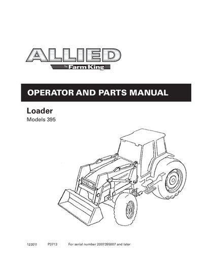Allied by Farm King 395 Loader Operator and Parts Manual - cover page