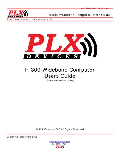 PLX R-300 Wideband Computer User Manual - cover page