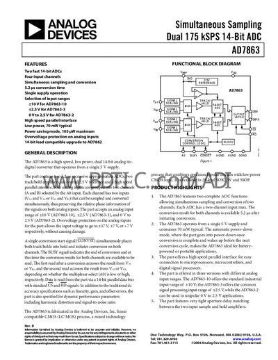 Analog Devices AD7863 Datasheet - cover page