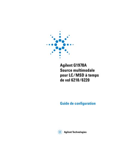 Agilent G1978A Multimode Source for LC/MSD TOF 6210/6220 Installation and Maintenance Guide - cover page