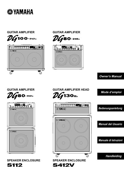 YAMAHA DG100-212A DG80-210A DG80-112A DG130HA OWNER'S MANUAL