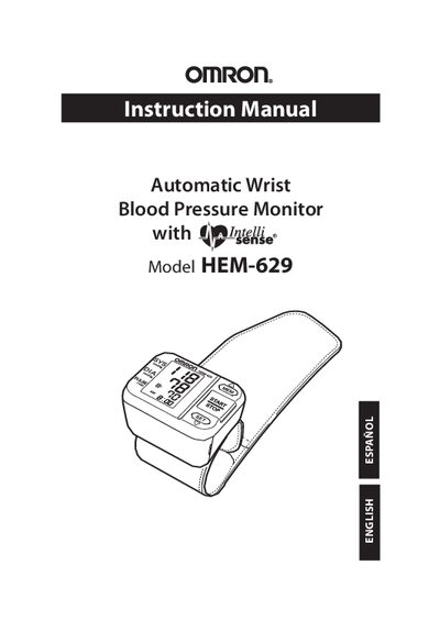 Omron HEM-629 Automatic Wrist Blood Pressure Monitor User Manual - cover page