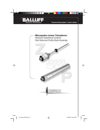 Balluff Micropulse Linear Transducer Absolute Quadrature Output User Manual - cover page
