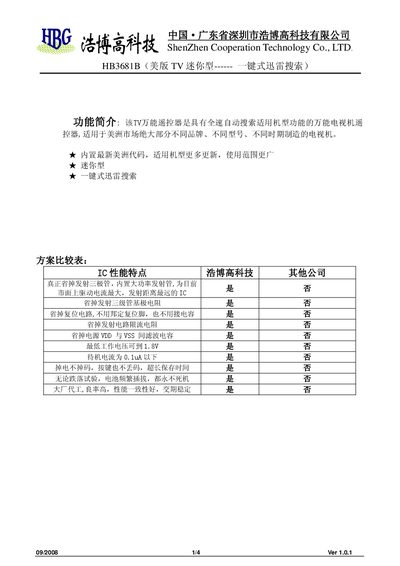 Haobogao HB3681B TV Remote User Manual - cover page
