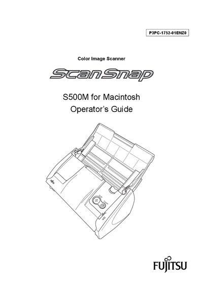 PFU ScanSnap S500M Scanner Operator's Guide - cover page