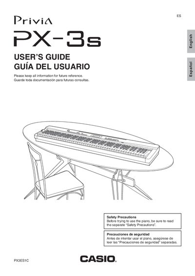 Casio PX-3S Digital Piano User's Guide - cover page