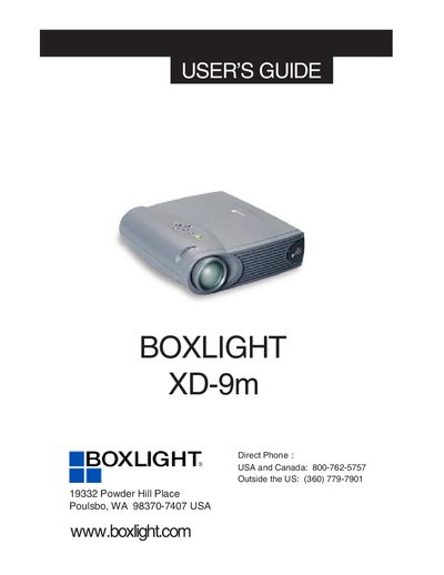 Boxlight XD-9m Projector User Manual - cover page