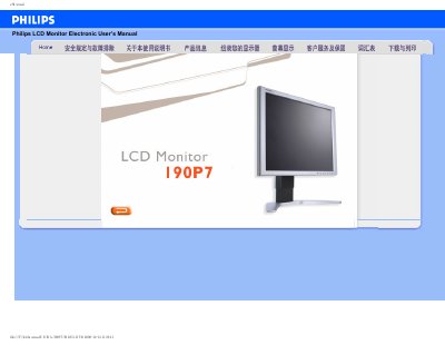 Philips 190P7 LCD Monitor Safety and Troubleshooting Manual - cover page
