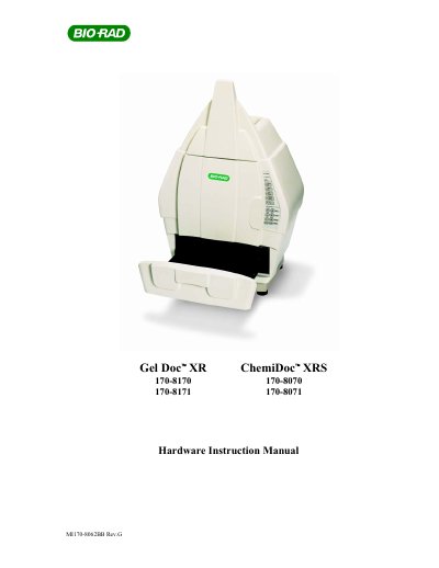 Bio-Rad Gel Doc XR / ChemiDoc XRS Hardware Instruction Manual - cover page
