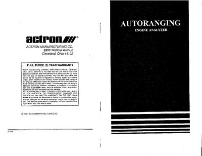Actron 2-2208 Autoranging Engine Analyzer User Manual - cover page