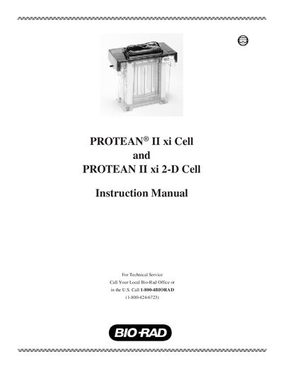 BIO-RAD PROTEAN II xi Cell PROTEAN II xi 2-D Cell Instruction manual - cover page