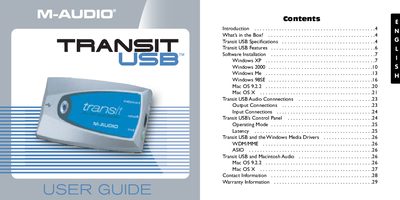 M-Audio Transit USB User Guide - cover page