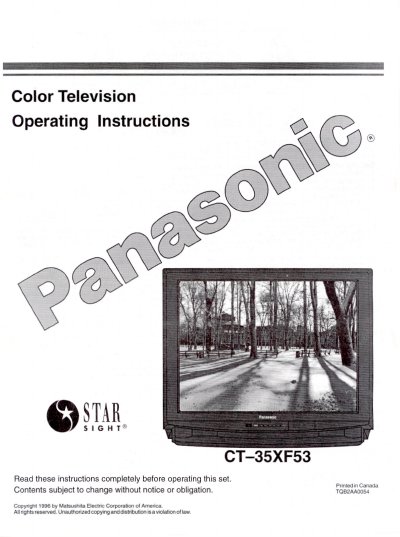 Panasonic CT-35XF53 Color Television Operating Instructions - cover page