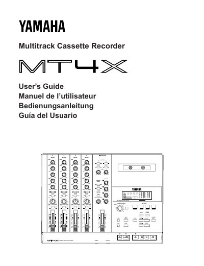 Yamaha MT4X Multitrack Cassette Recorder User's Guide - cover page