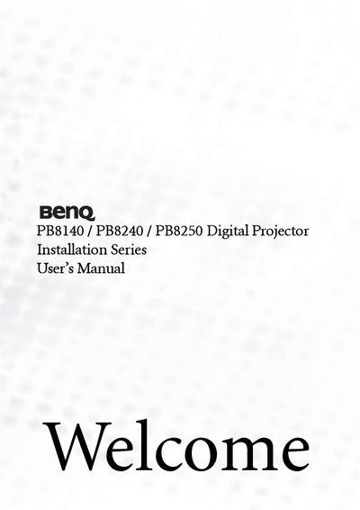 BenQ PB8140/PB8240/PB8250 Digital Projector User's Manual
