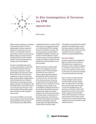 Agilent In Situ Investigation of Corrosion via SPM Application Note - cover page