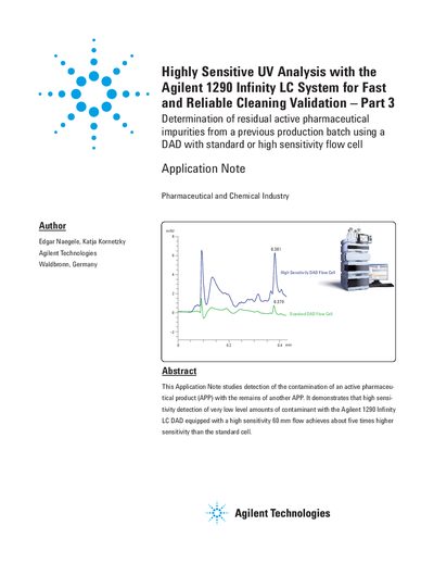 Agilent 1290 Infinity LC System Cleaning Validation Application Note Part 3 - cover page