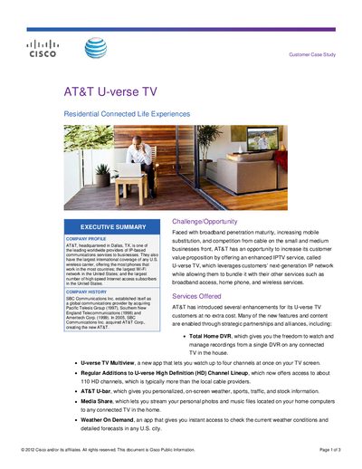 Cisco AT&T U-verse TV Customer Case Study - cover page