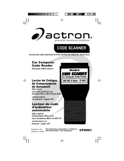 actron CP9001 Manual(1) - cover page