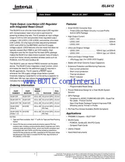 Intersil ISL6412 Datasheet - cover page