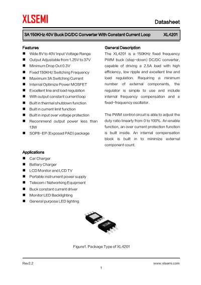 XLSEMI XL4201 Buck DC/DC Converter Datasheet