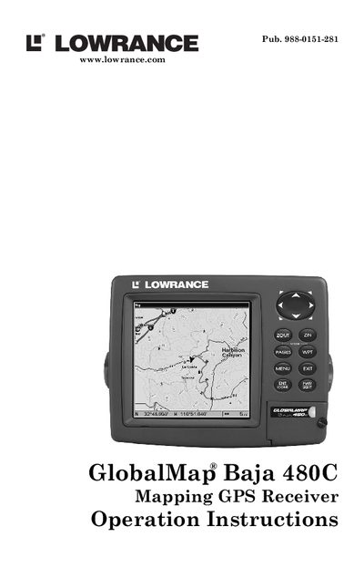 Lowrance Baja 480C Mapping GPS Receiver Operation Instructions - cover page