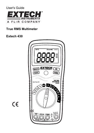 Extech 430 True RMS Multimeter User's Guide - cover page
