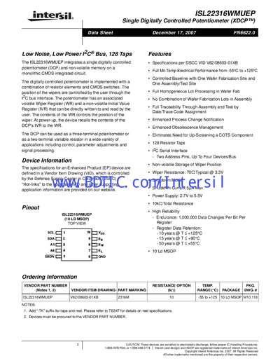 Intersil ISL22316WMUEP Datasheet