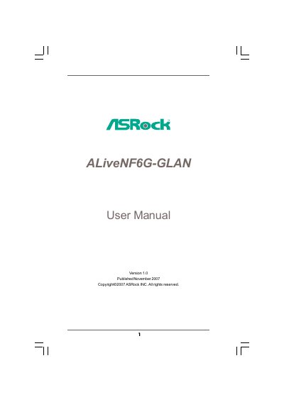 ASRock ALiveNF6G-GLAN User Manual - cover page
