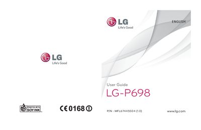LG P698 Phone User Manual - cover page