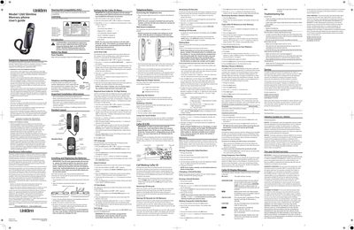 Uniden Model 1260 Slimline Memory Phone User's Guide - cover page
