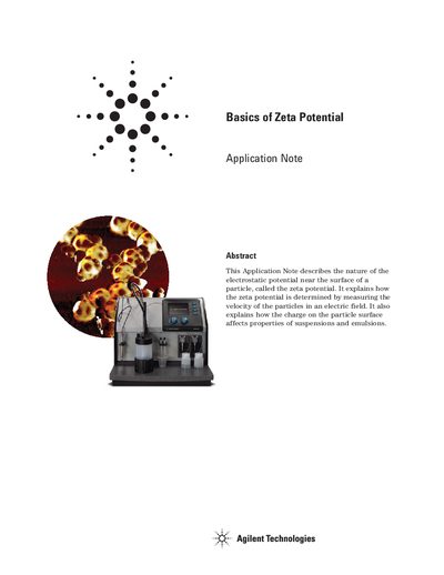 Agilent Basics of Zeta Potential Application Note - cover page