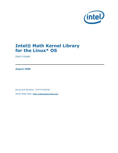 Intel Math Kernel Library User Guide for Linux - cover page