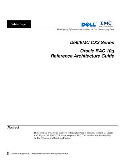 Dell EMC CX3 Series Oracle RAC 10g Reference Architecture Guide - cover page