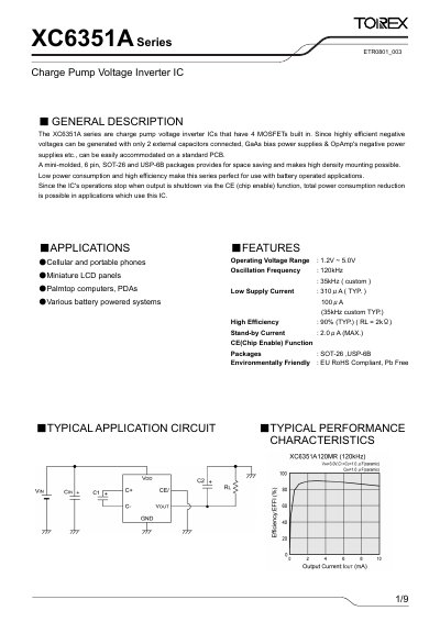 Torex XC6351A Series Charge Pump Voltage Inverter IC Datasheet - cover page