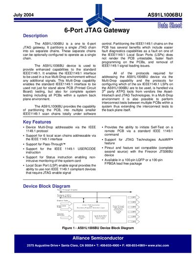 Alliance Semiconductor AS91L1006BU 6-Port JTAG Gateway Datasheet