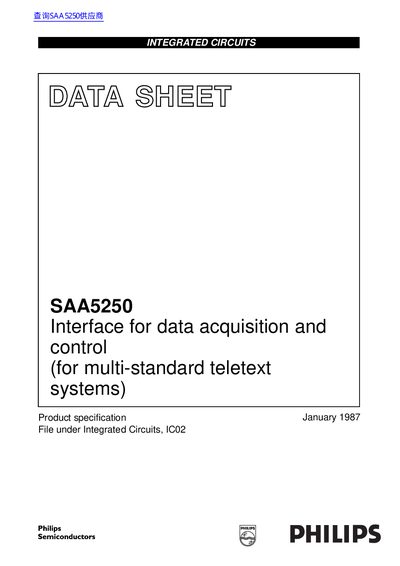Philips SAA5250 Interface for Data Acquisition and Control Datasheet