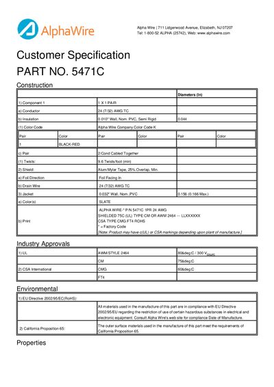 Alpha Wire 5471C Datasheet