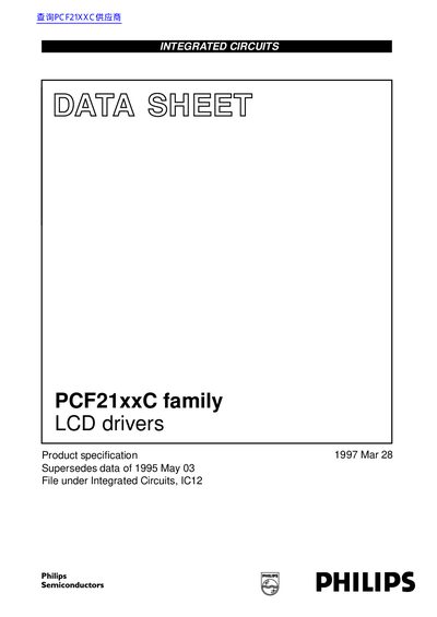 Philips PCF21xxC Family LCD Drivers Datasheet - cover page