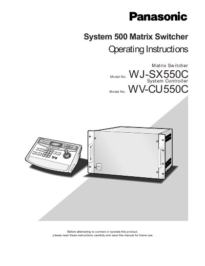 Panasonic WJ-SX550C/WV-CU550C Manual - cover page