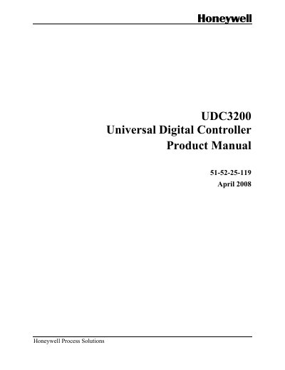 Honeywell UDC3200 Universal Digital Controller Product Manual - cover page