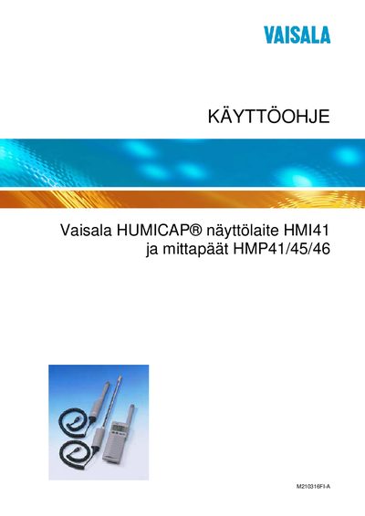 Vaisala HMI41 Display and Probe User Manual - cover page